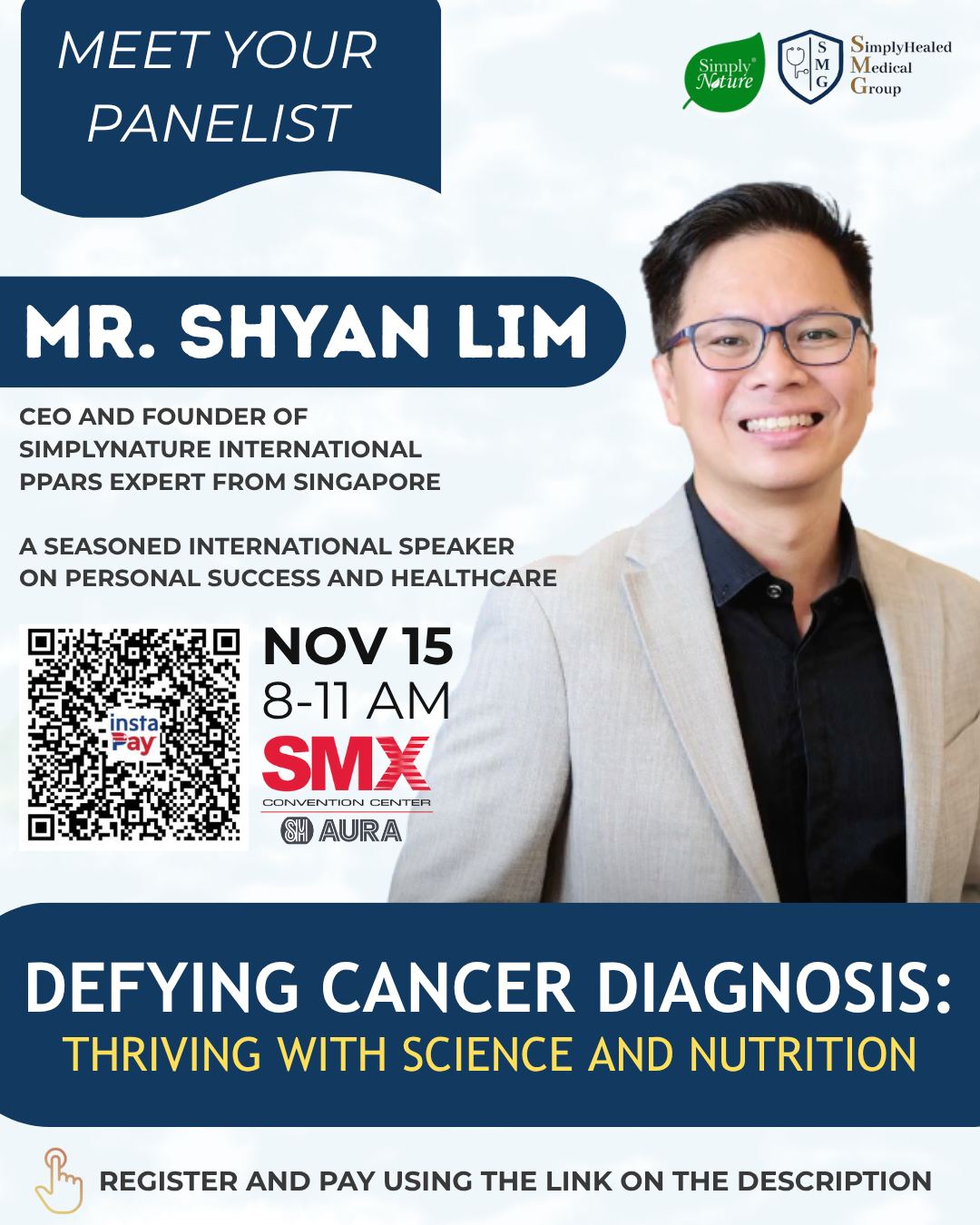 ONLINE Pass via ZOOM (SMX Aura - November 15) - Defying Cancer Diagnosis : Thriving with Science and  Nutrition