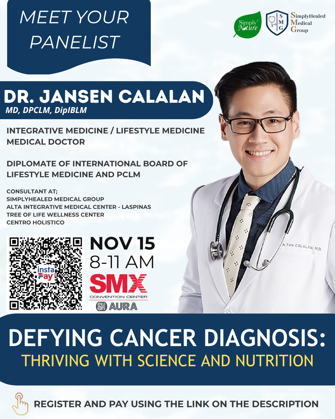 ONLINE Pass via ZOOM (SMX Aura - November 15) - Defying Cancer Diagnosis : Thriving with Science and  Nutrition